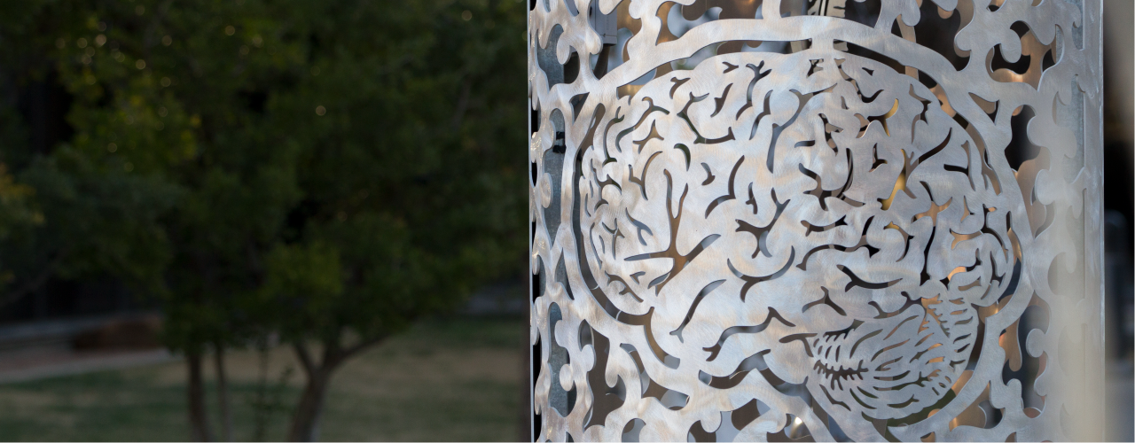 TTUHSC courtyard sculpture on Lubbock Campus